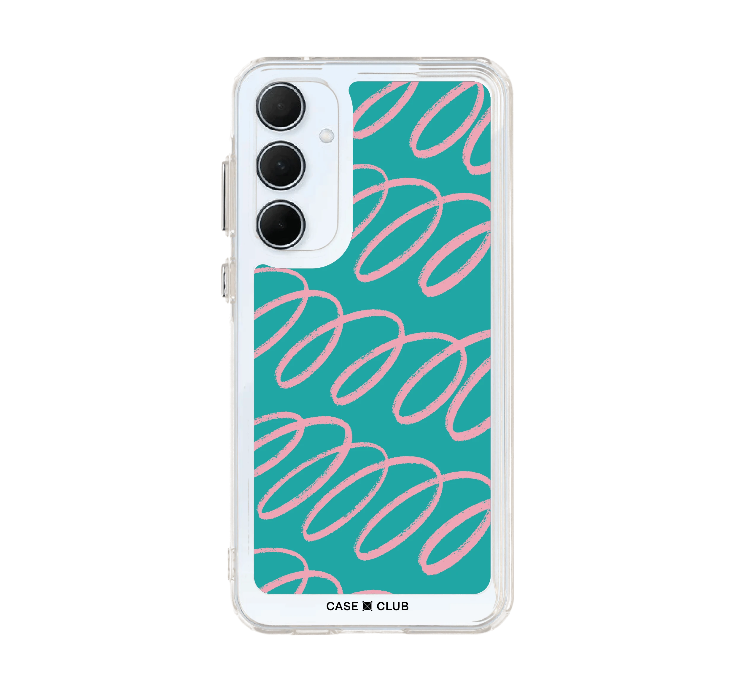 เคสใส samsung a55 เส้นโค้งสีชมพูฟ้า